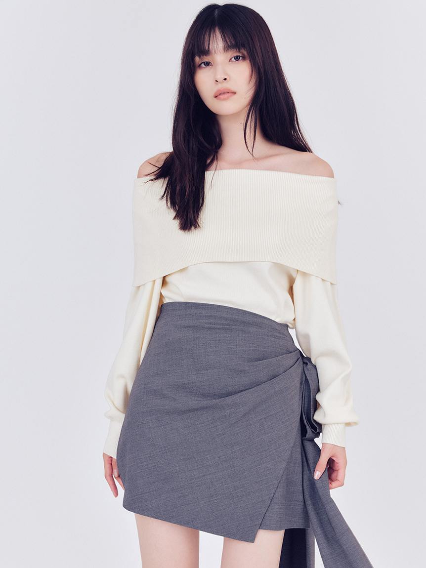 寬領露肩針織上衣 FWNT254042