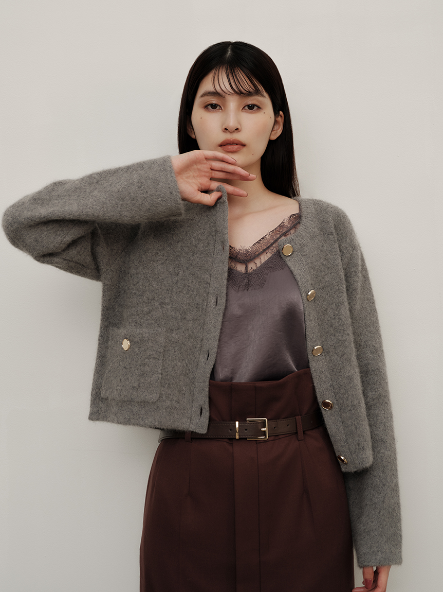 狐狸毛混羊毛針織外套 FWNT254045