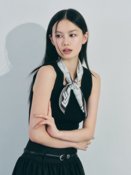 圍巾組合羅紋針織上衣 FWNT254200