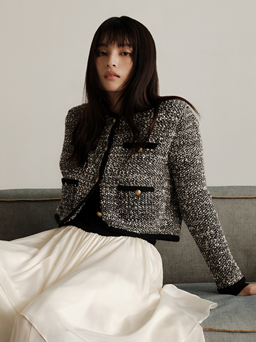 雙色粗花呢針織外套 FWNT254300