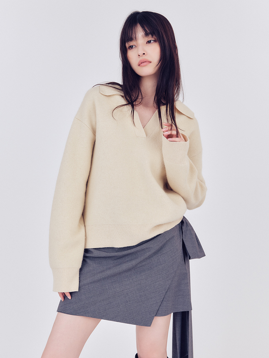 小貉毛雙面織POLO領上衣 FWNT255011