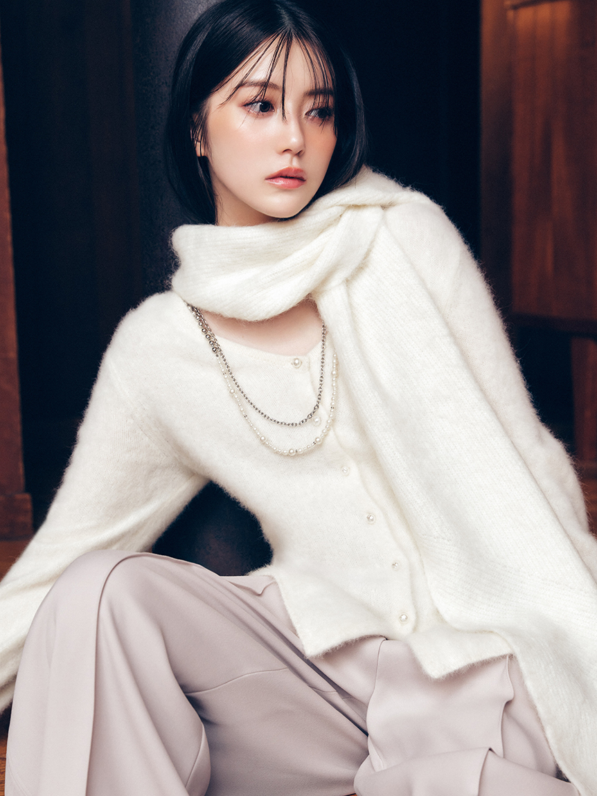 狐狸毛羊絨荷葉擺開襟外套 FWNT255012