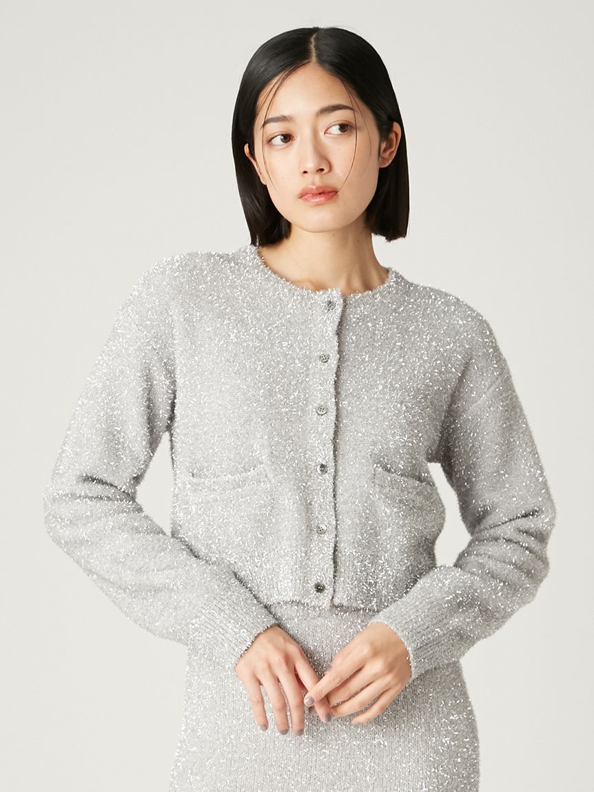 亮絲羽毛質感開襟外套 FWNT255033