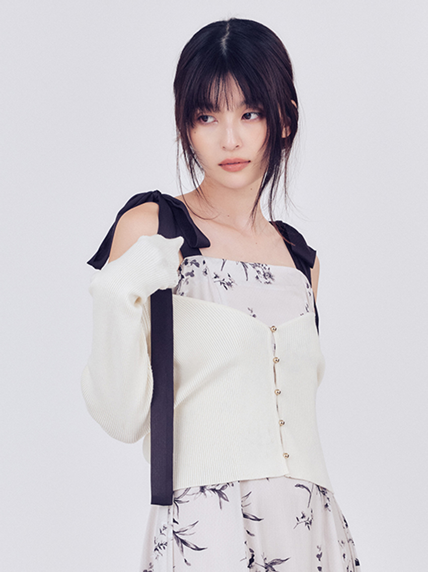 短版羅紋針織開襟外套 FWNT255117