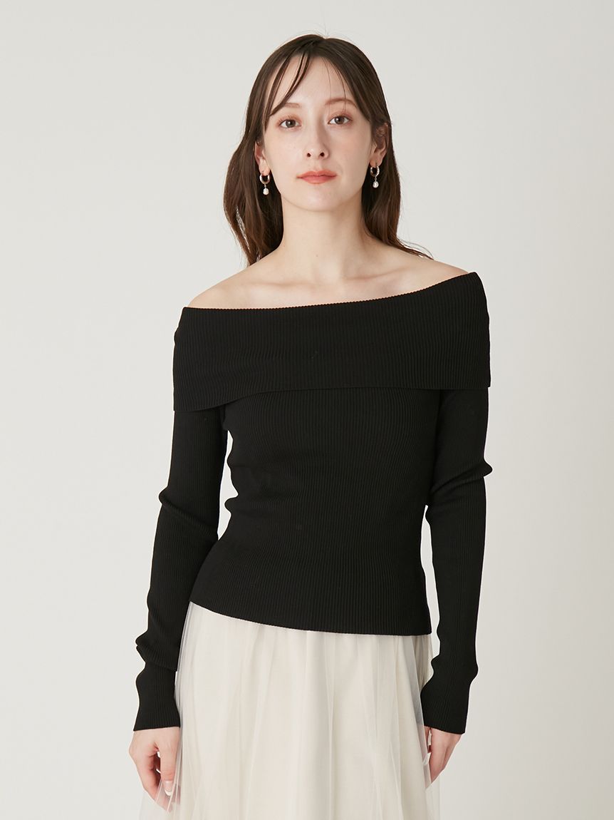 基本款露肩羅紋針織上衣／可機洗 FWNT261123