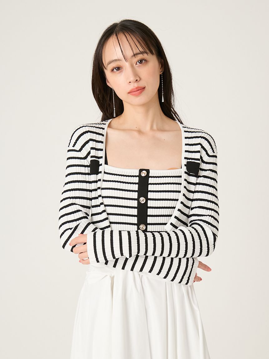 金釦短版羅紋針織外套 FWNT261135