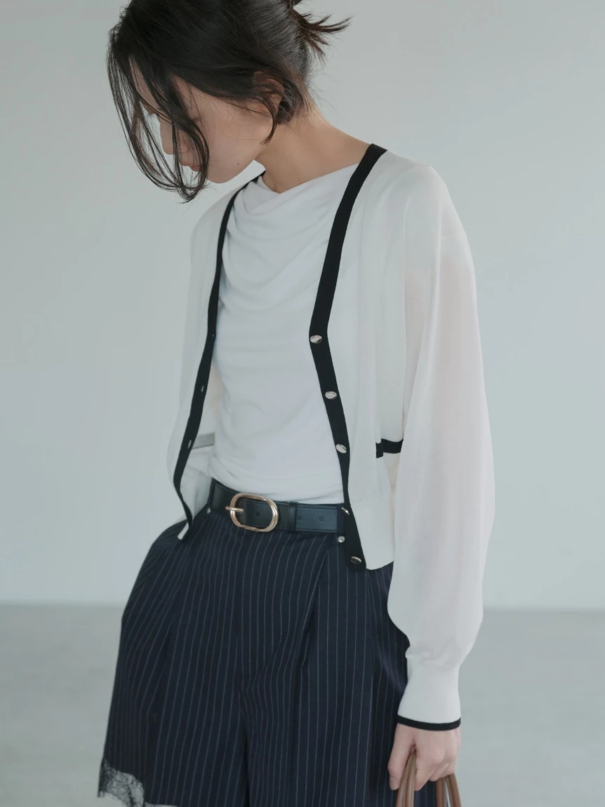 【可水洗】金屬鈕扣微透膚開襟外套 FWNT264067