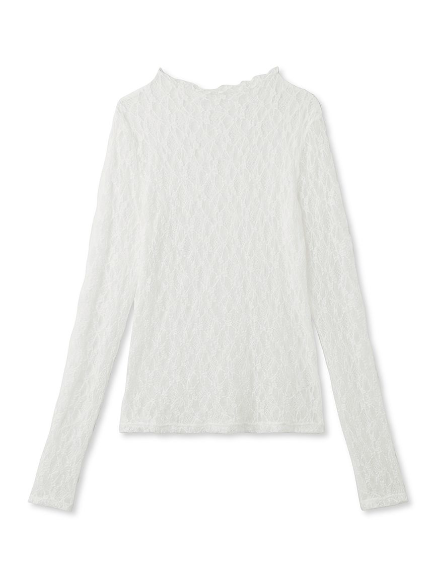透膚蕾絲內搭上衣 LWCT241088-WHT