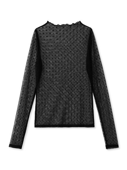 透膚蕾絲內搭上衣 LWCT241088-BLK