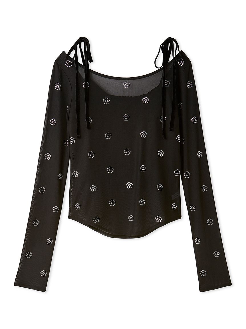 【LILY BROWN×MARY QUANT】經典小花圖案透膚薄紗上衣 LWCT245090