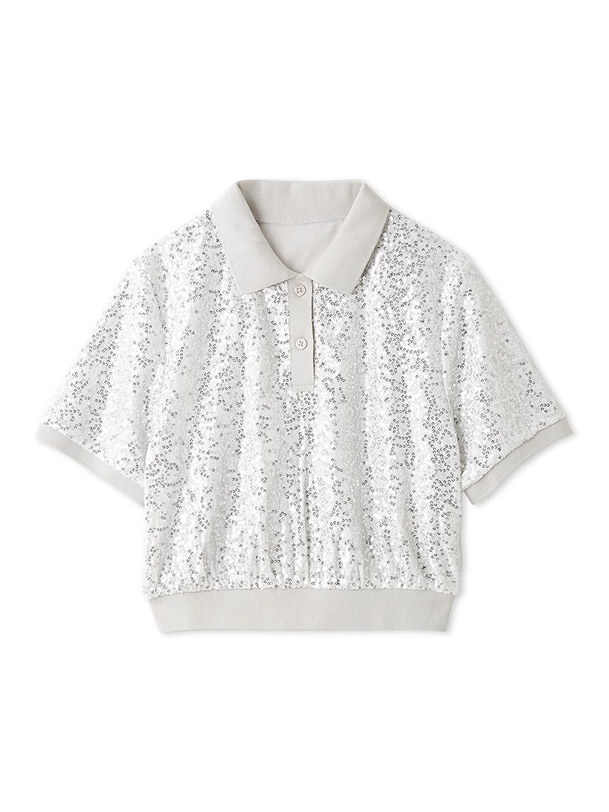 [L.B CANDY STOCK]亮片天鵝絨Polo襯衫 LWCT251809-SLV