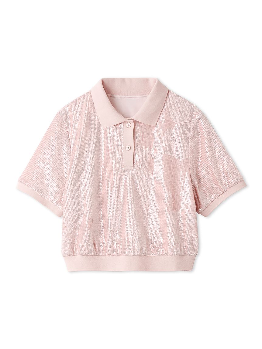 [L.B CANDY STOCK]亮片天鵝絨Polo襯衫 LWCT251809-PNK