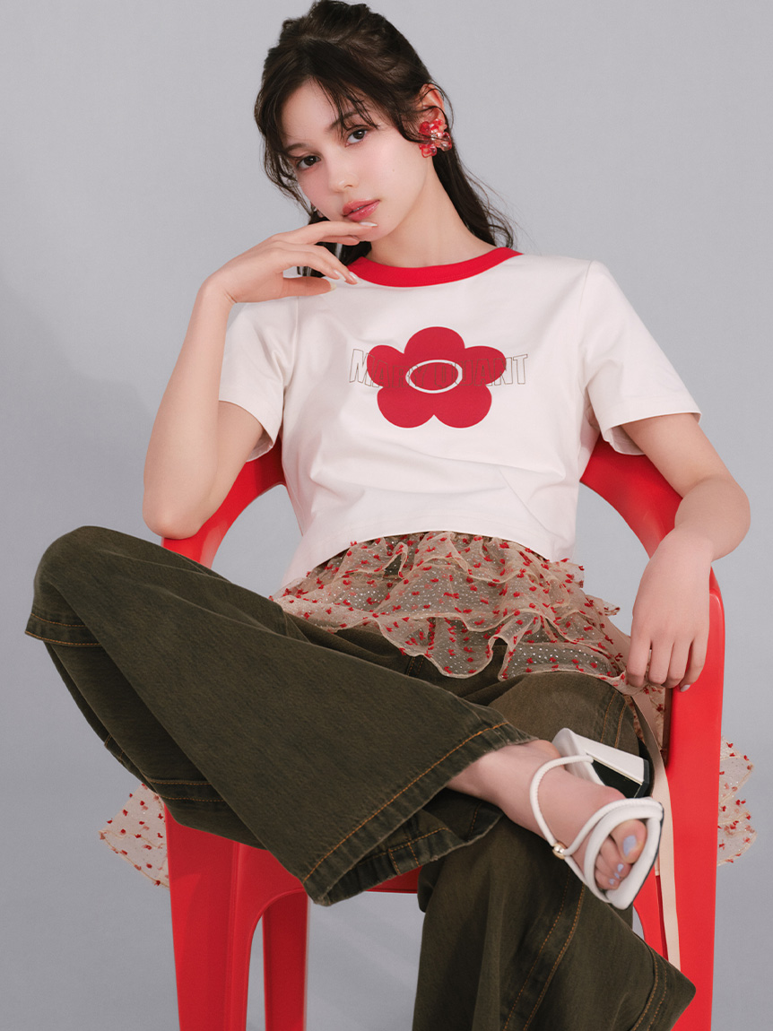 【LILY BROWN×MARY QUANT】雛菊圖案x閃粉LOGOT恤 LWCT254006