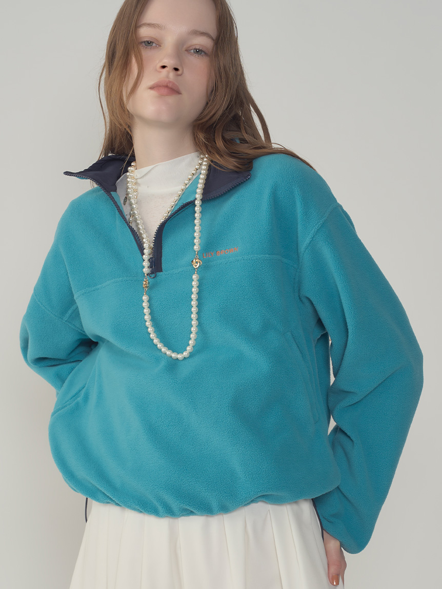 半開襟LOGO刺繡搖粒絨上衣 LWCT254127