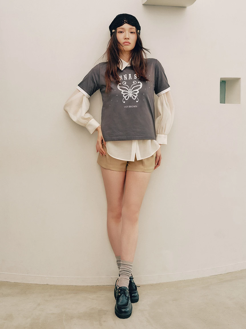 【LILY BROWN×ANNA SUI】蝴蝶羅紋水鑽T-Shirt LWCT264049