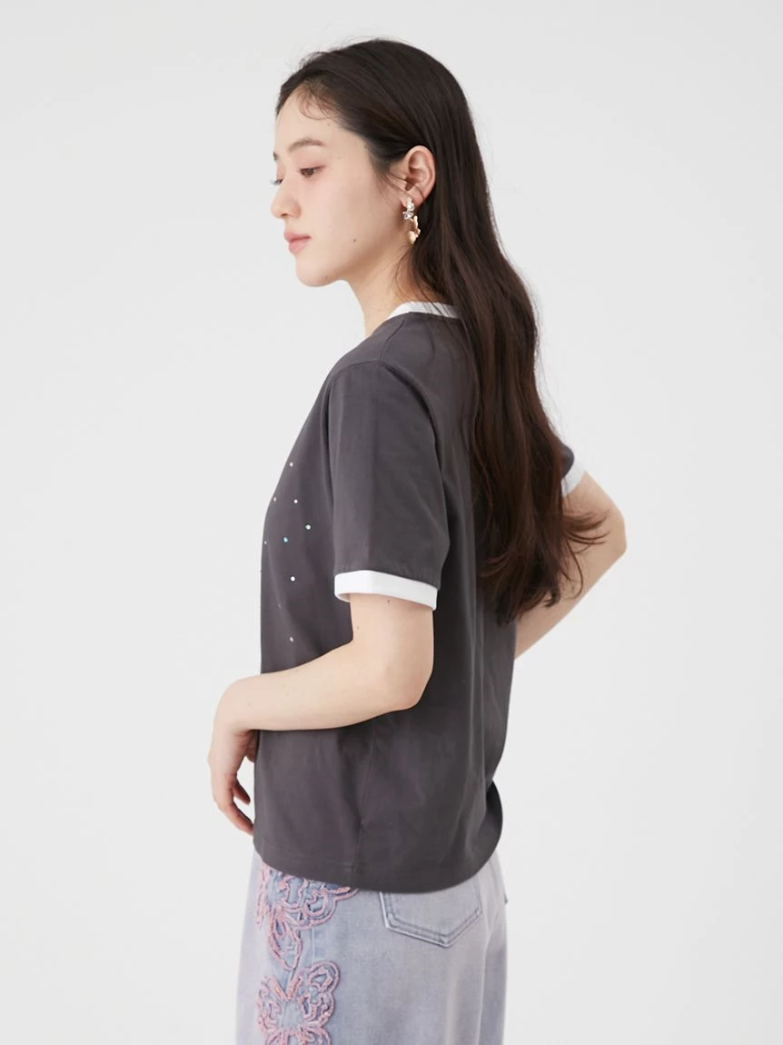 【LILY BROWN×ANNA SUI】蝴蝶羅紋水鑽T-Shirt LWCT264049