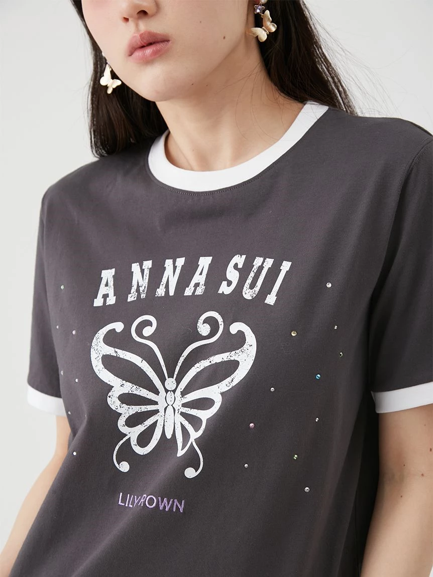 【LILY BROWN×ANNA SUI】蝴蝶羅紋水鑽T-Shirt LWCT264049
