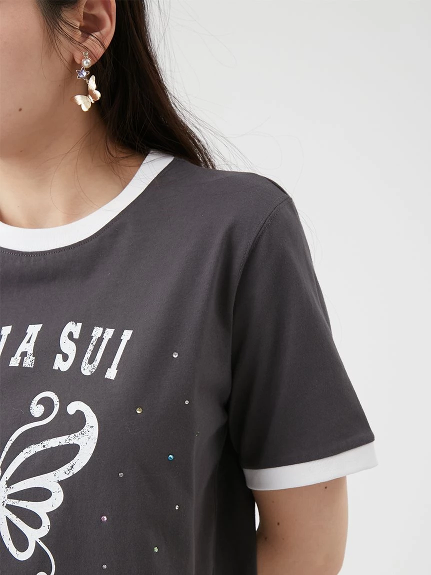 【LILY BROWN×ANNA SUI】蝴蝶羅紋水鑽T-Shirt LWCT264049