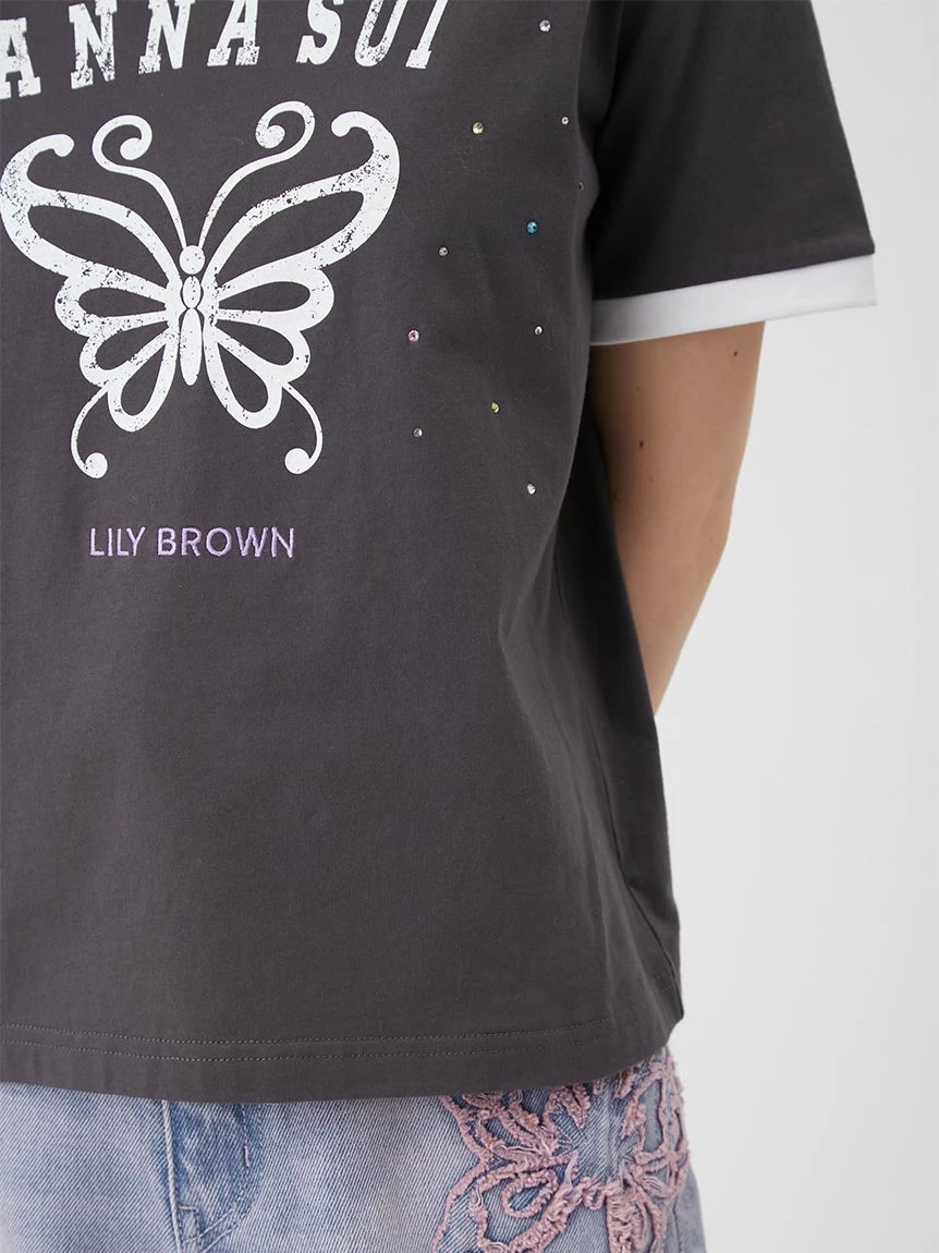 【LILY BROWN×ANNA SUI】蝴蝶羅紋水鑽T-Shirt LWCT264049