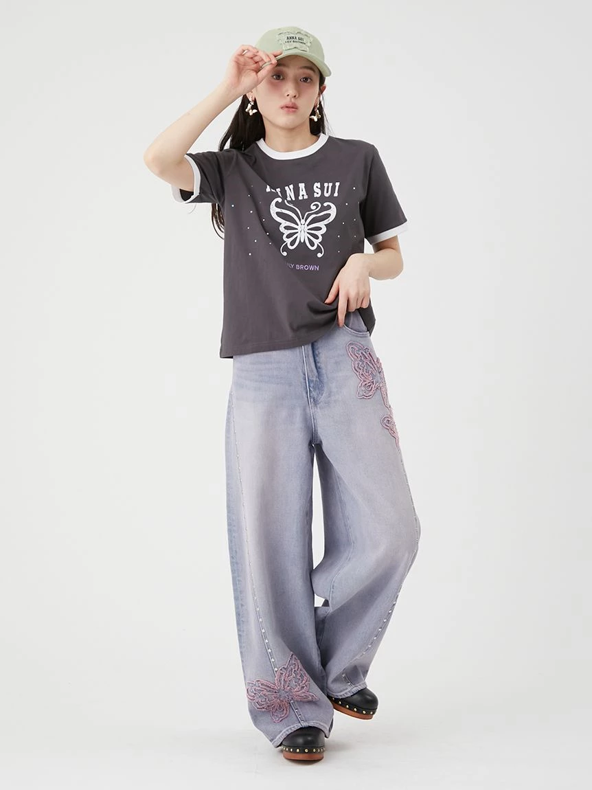 【LILY BROWN×ANNA SUI】蝴蝶羅紋水鑽T-Shirt LWCT264049