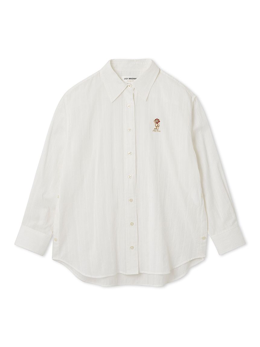 Lily Bear透膚感寬版襯衫 LWFB252062-WHT