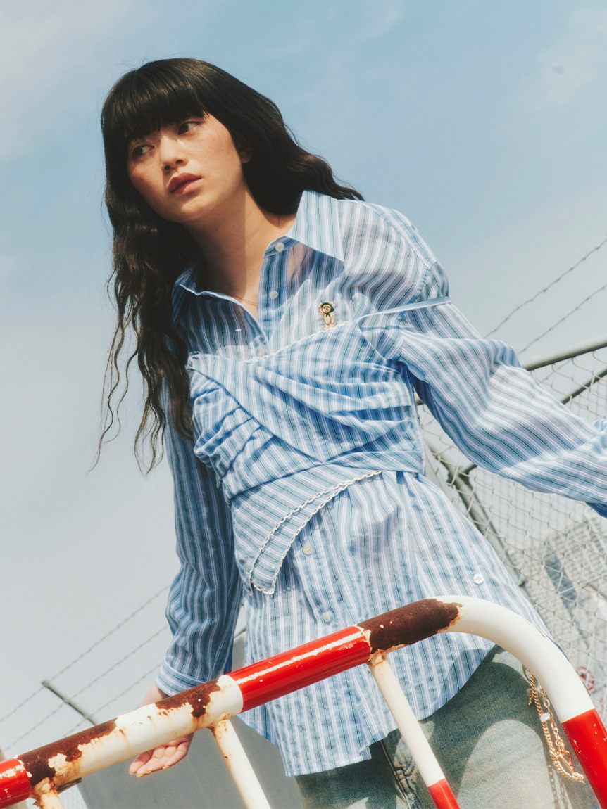 Lily Bear透膚感寬版襯衫 LWFB252062