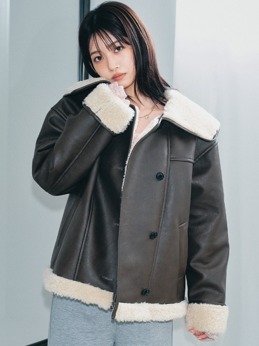 大領口毛絨外套 LWFJ255002