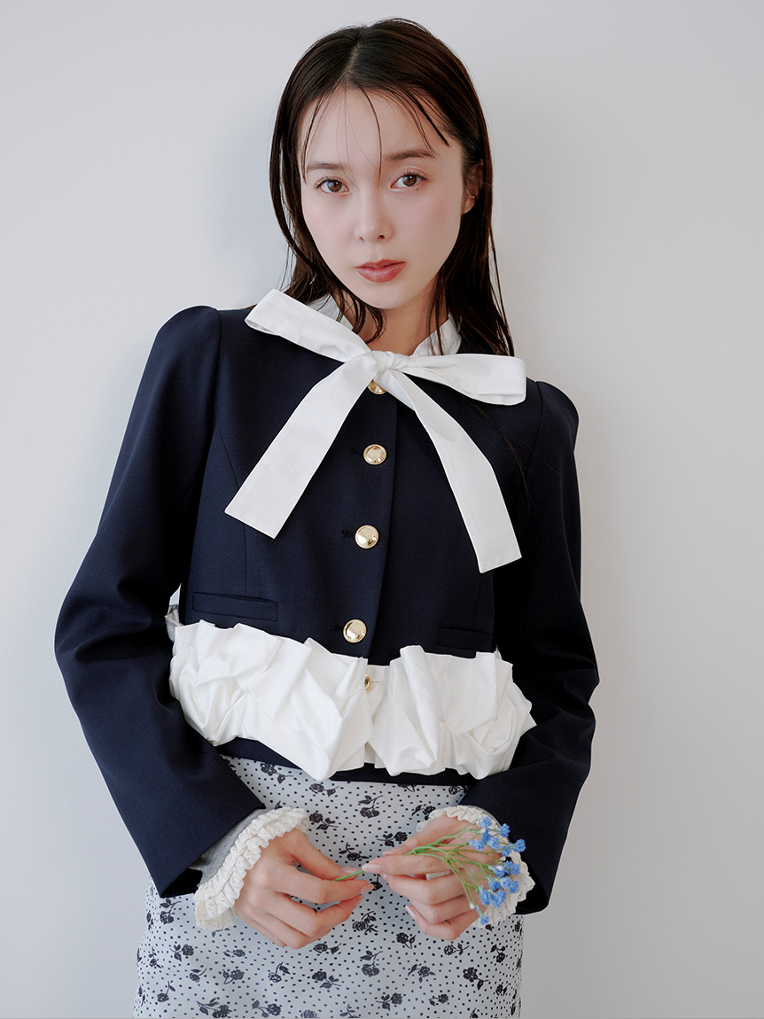 3way澎澎下擺蝴蝶結綁帶外套 LWFJ261162