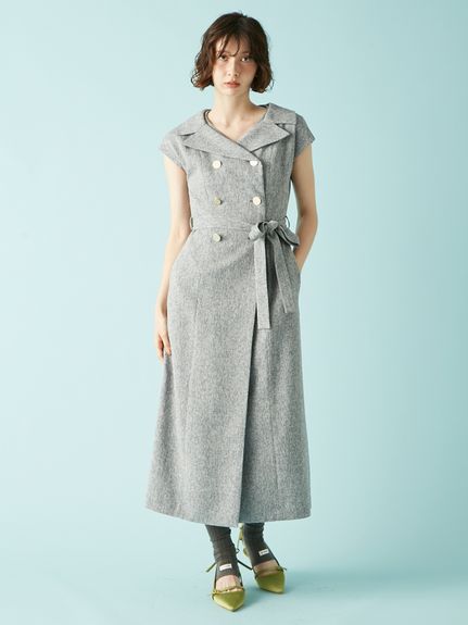 領口層次風衣連身裙 LWFO254074