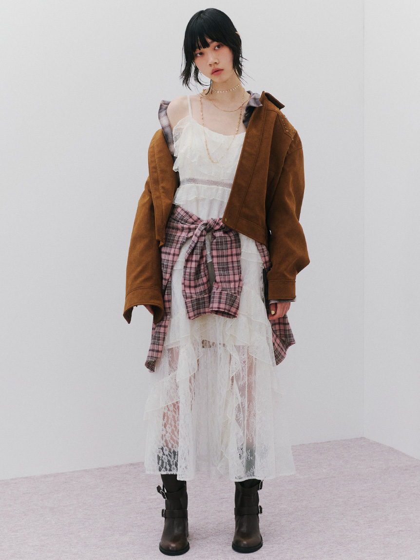 【LILY BROWN × ANNA SUI】蕾絲長版吊帶連身裙 LWFO254114