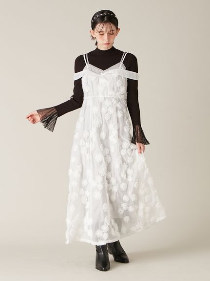 流蘇花朵層疊吊帶連身裙 LWFO255152