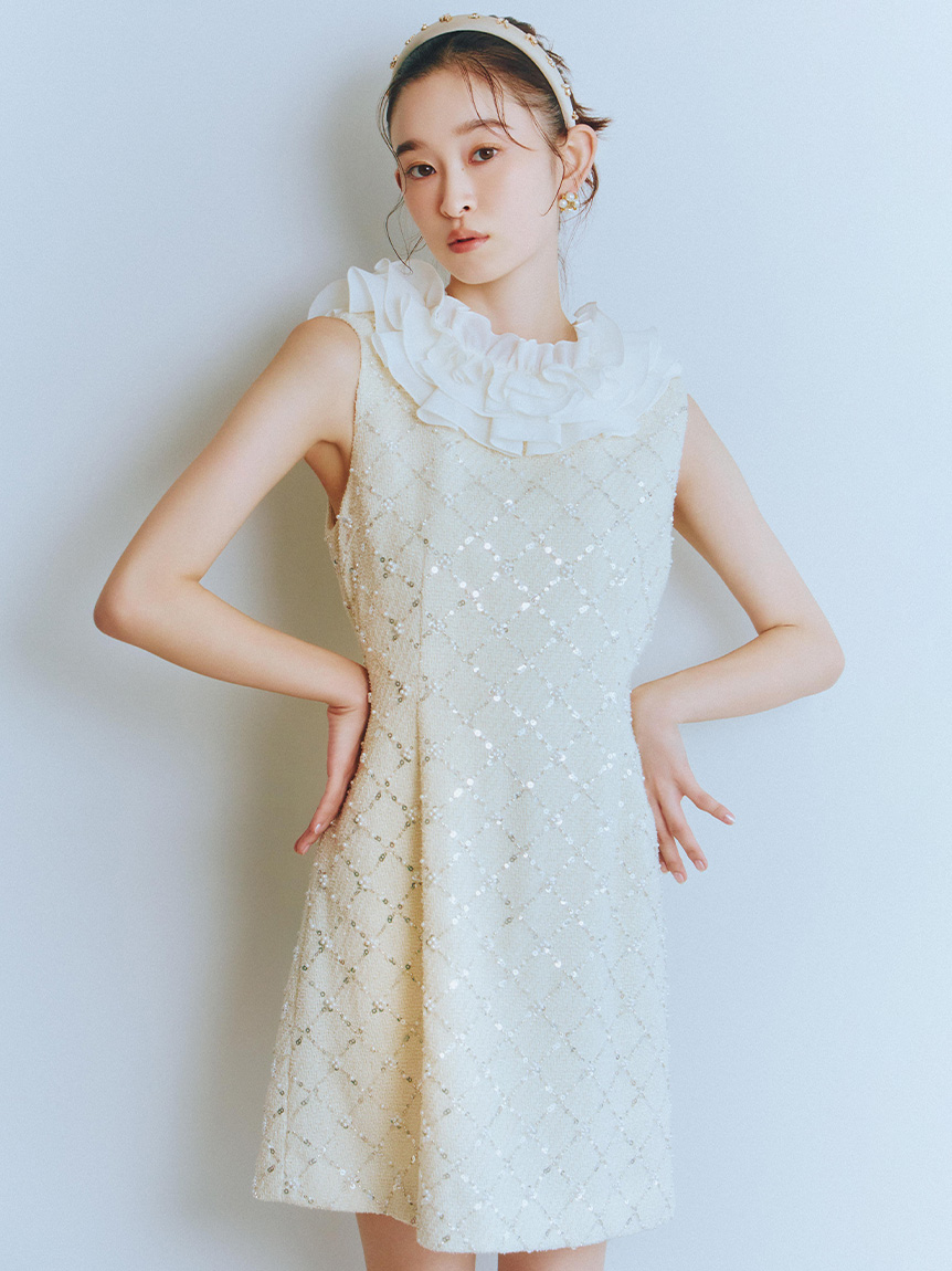 [L.B CANDY STOCK] 荷葉領設計2way迷你連身裙【Hearts2Hearts著用】 LWFO255806