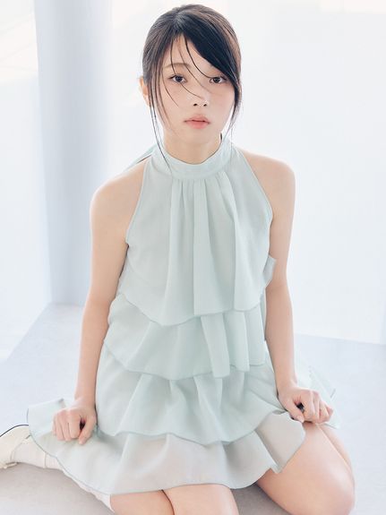 削肩層次設計連身裙 LWFO261140