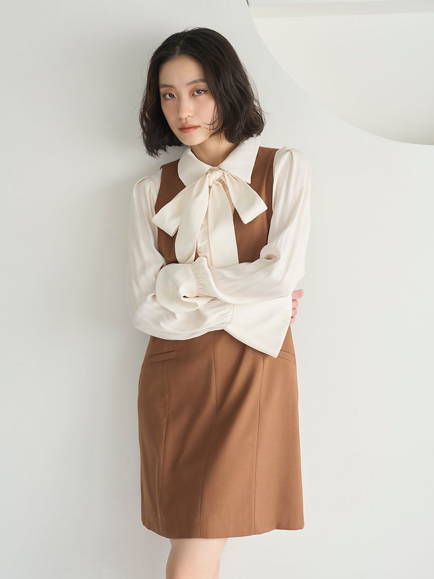 襯衫拼接設計迷你連身裙 LWFO261171