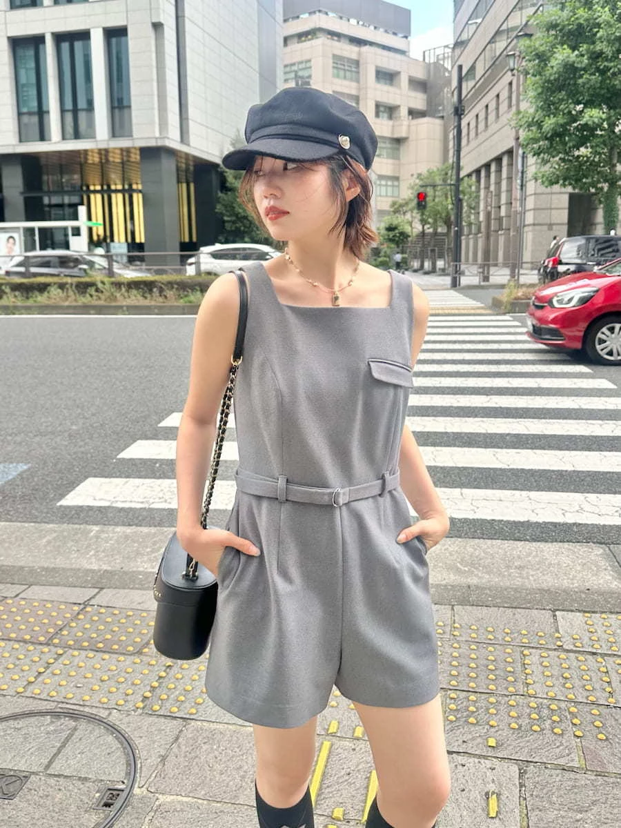 附腰帶迷你連身褲 LWFO264114