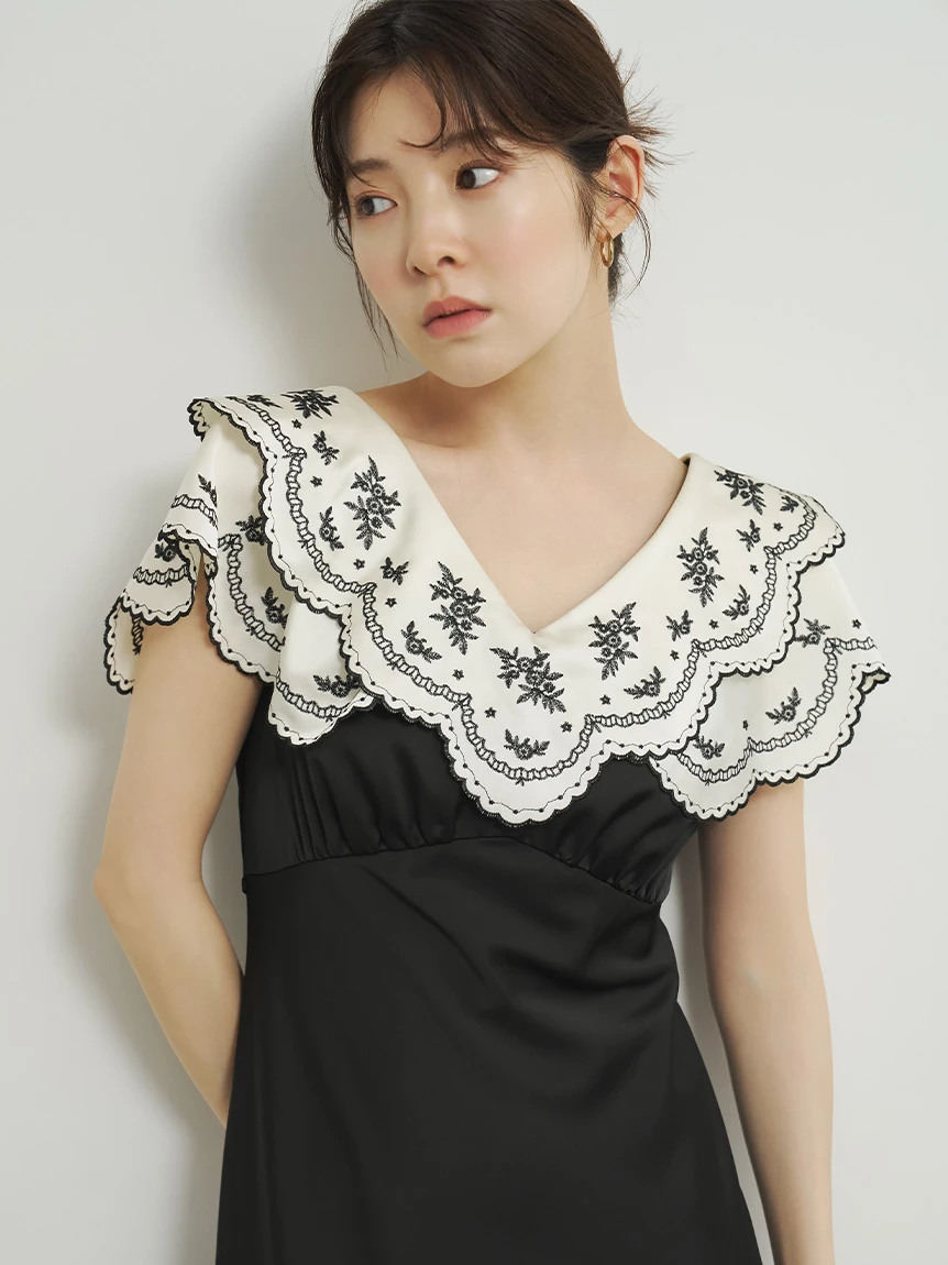 刺繡領連身裙 LWFO264127