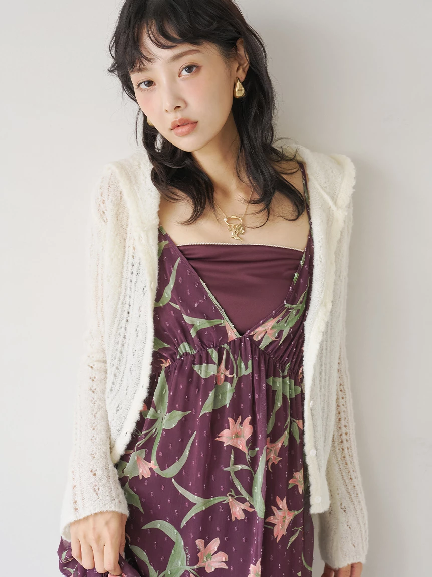 【15th Anniversary】Lily 圖案荷葉邊層次細肩帶連身裙 LWFO264227