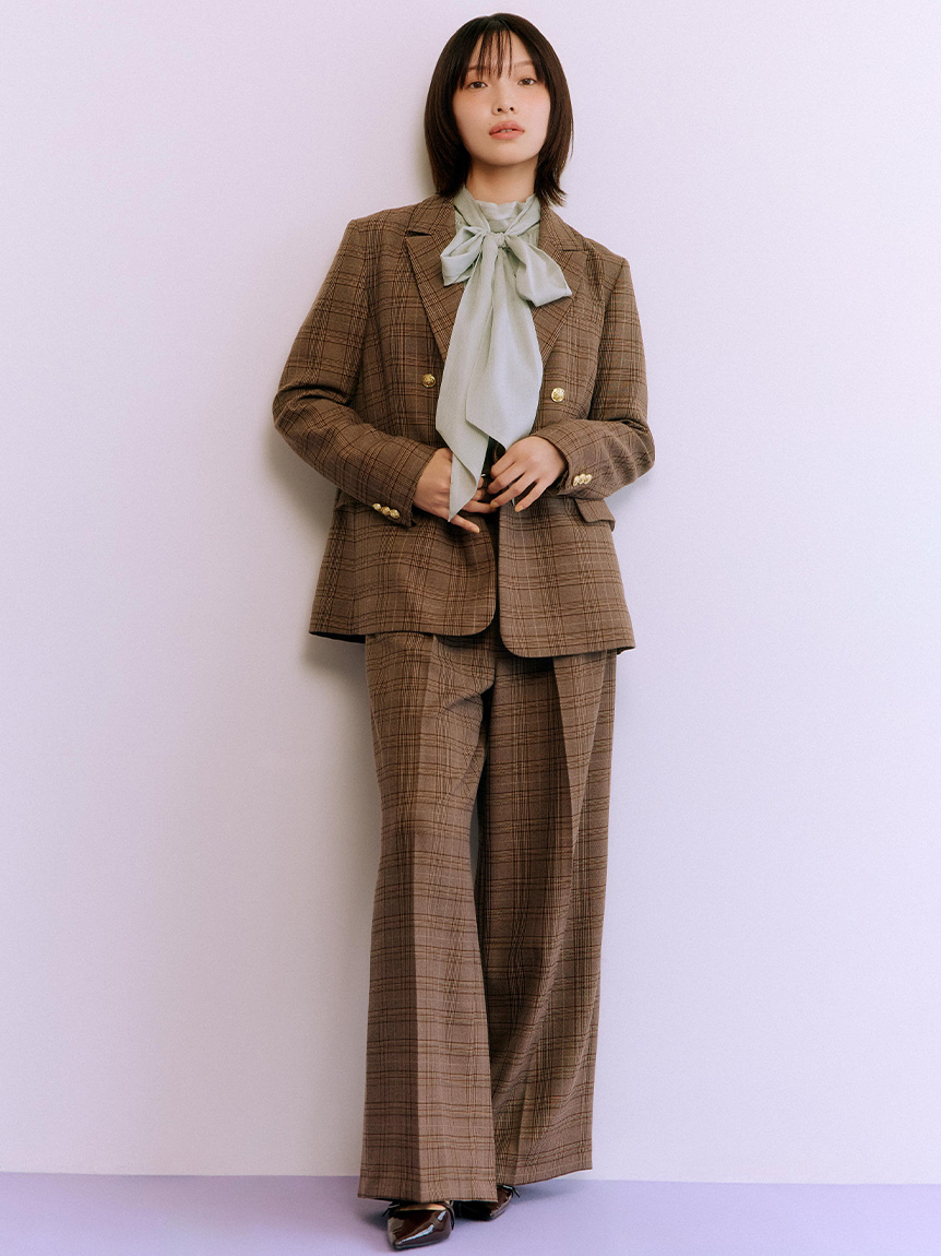 附腰帶打摺寬版長褲 LWFP255124