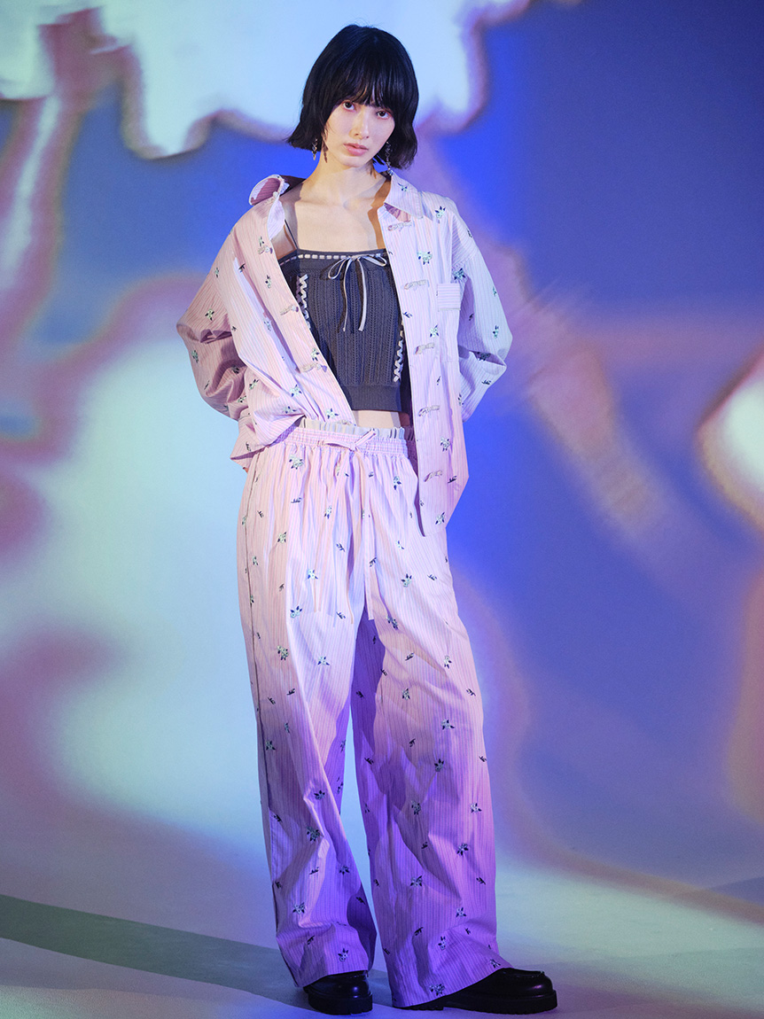 【LILY BROWN×KEITA MARUYAMA】層次腰線條紋長褲 LWFP261180