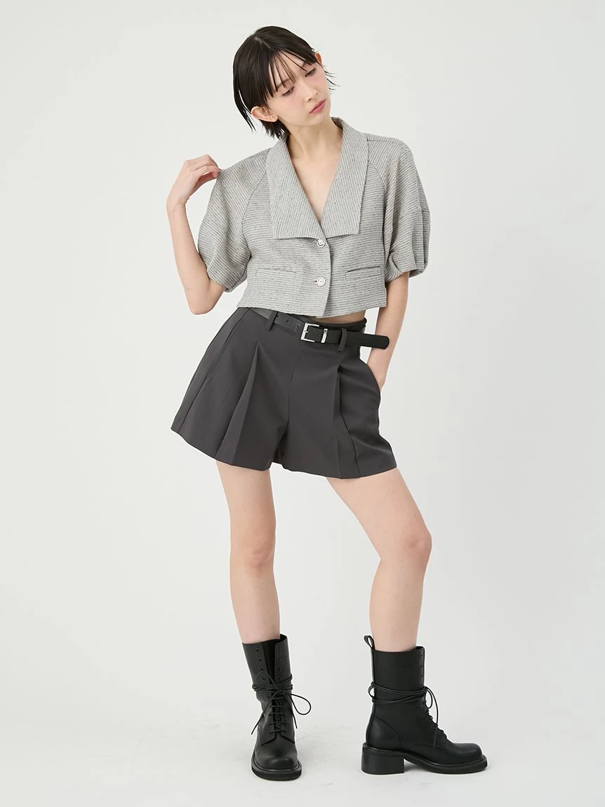 附腰帶打褶短褲 LWFP262116
