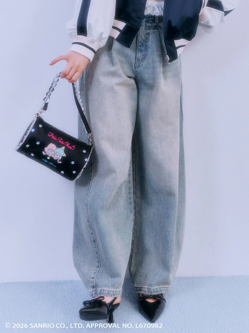 打褶寬版經典牛仔褲 LWFP264087