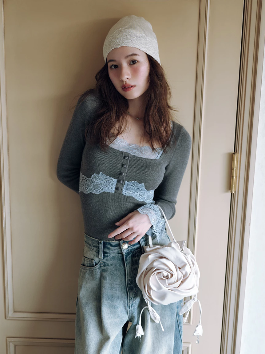 打褶寬版經典牛仔褲 LWFP264087