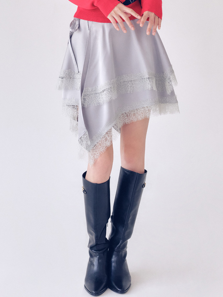 復古緞面迷你裙【Hearts2Hearts著用】 LWFS255115