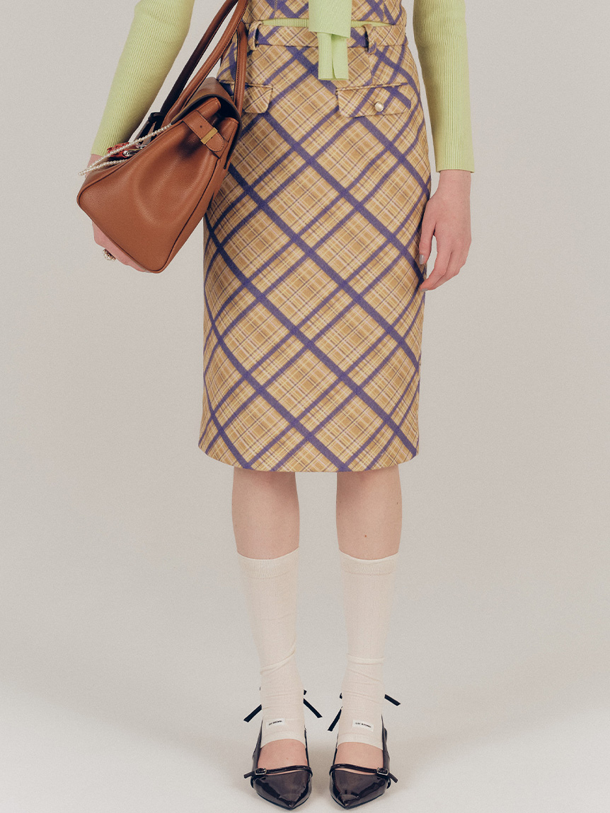 羊毛質感格紋裙 LWFS255130