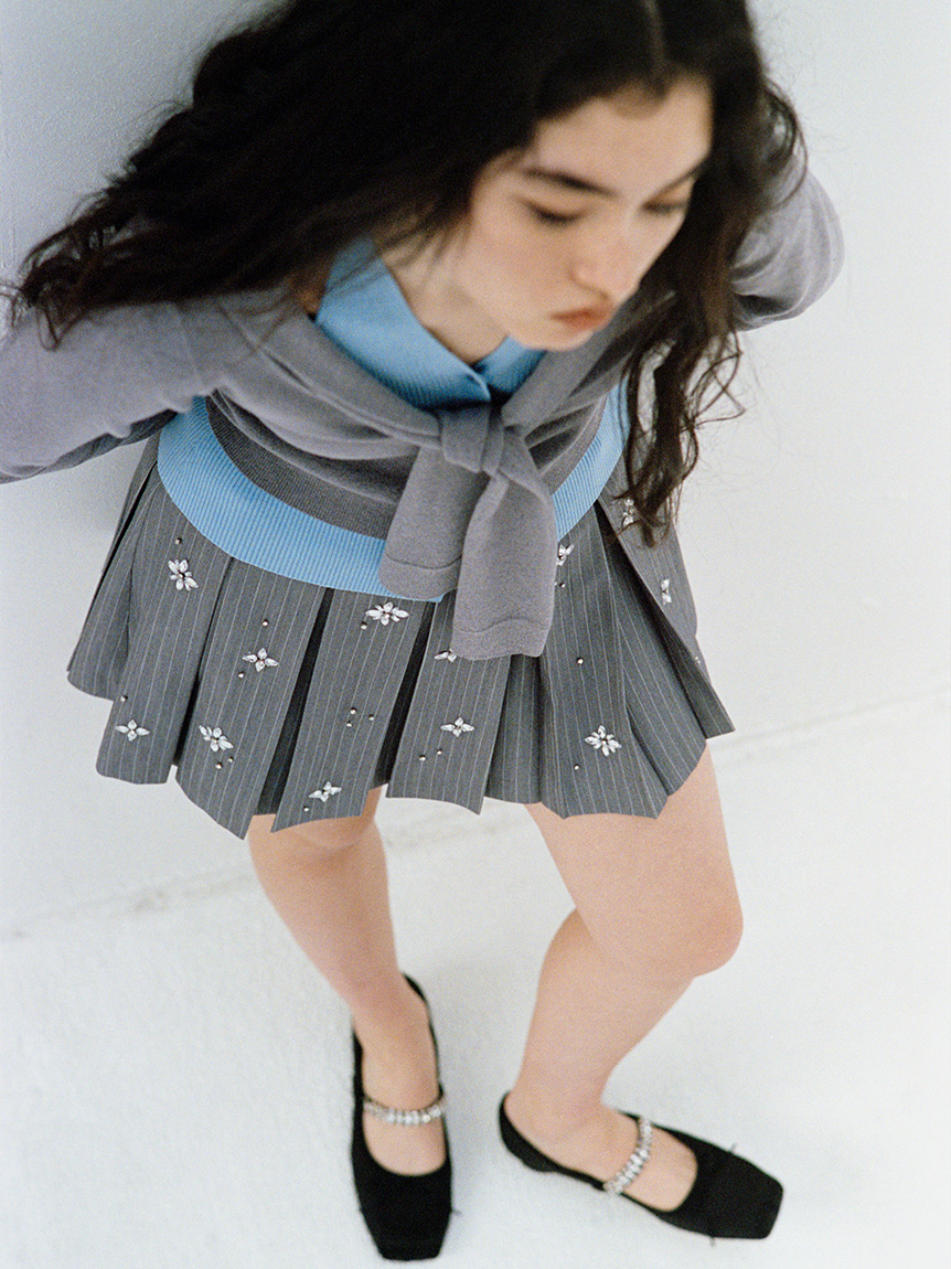 [L.B CANDY STOCK]花卉寶石百褶褲裙 LWFS261804