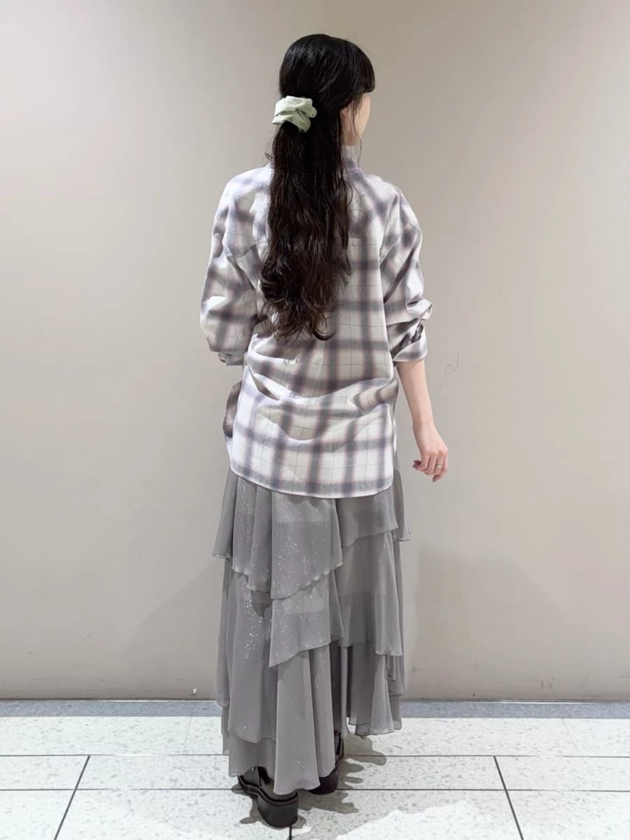 不規則下擺亮面層次長裙 LWFS264102