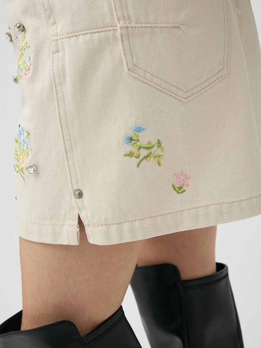[L.B CANDY STOCK] 刺繡丹寧迷你裙 LWFS264807