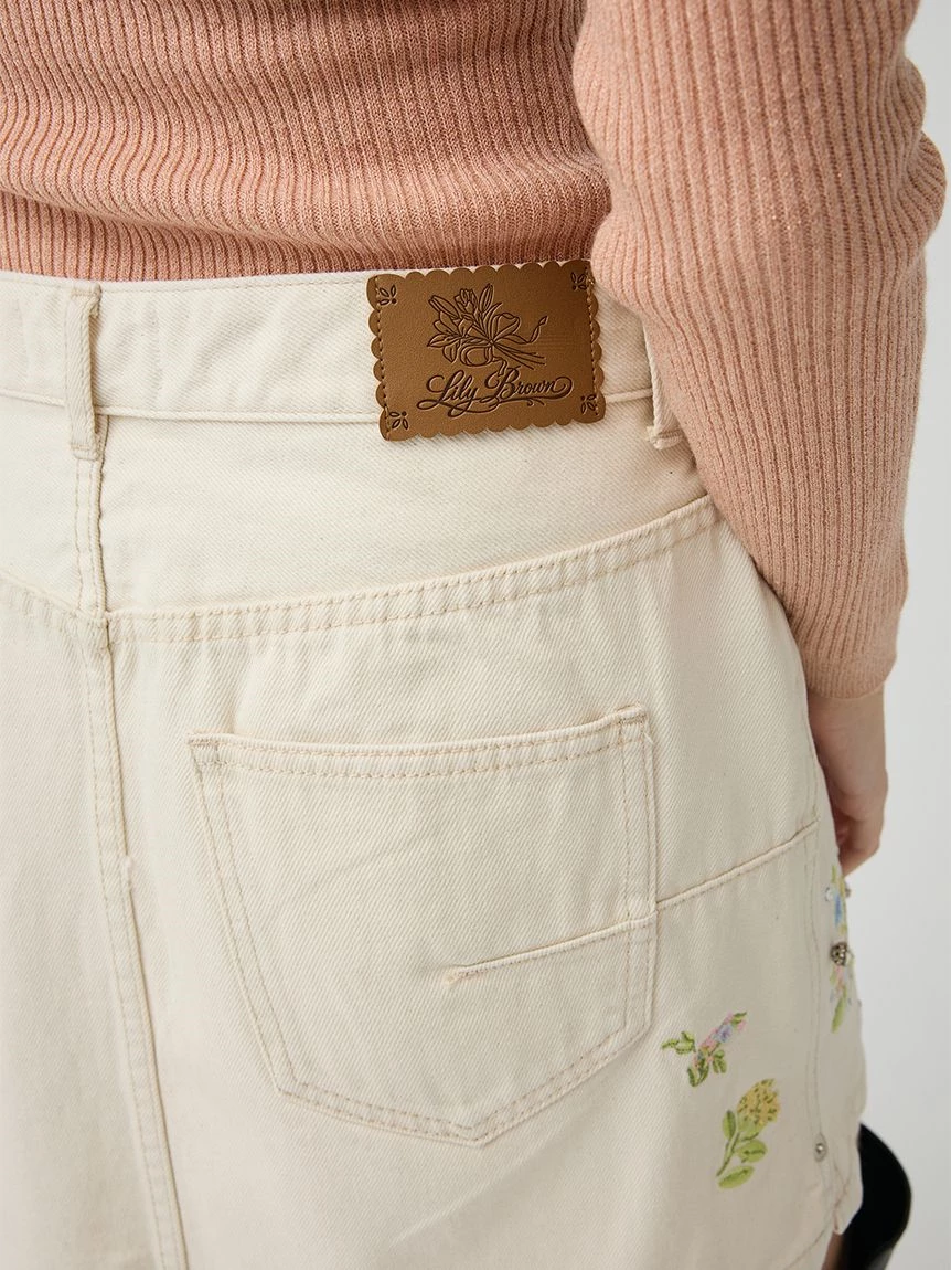 [L.B CANDY STOCK] 刺繡丹寧迷你裙 LWFS264807