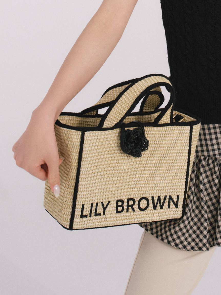 【LILY BROWN×MARY QUANT】經典小花]麻繩LOGO托特包 LWGB254303