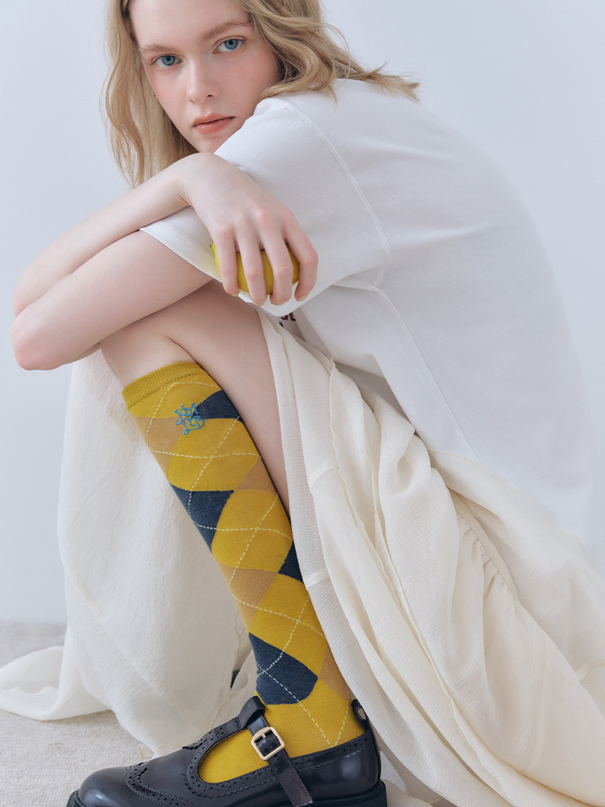 【LILY BROWN × KEITA MARUYAMA】菱格紋長襪 LWGG254372